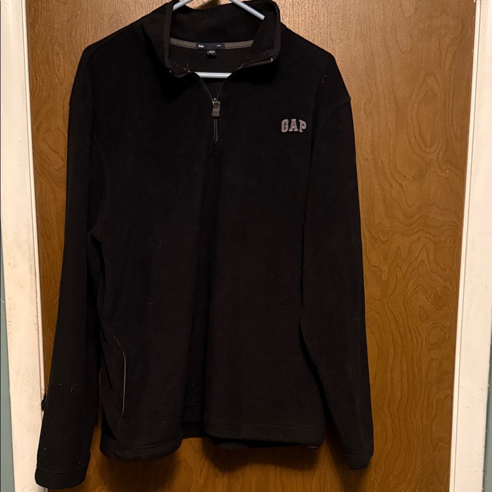 GAP Black Quarter Zip Fleece Pullover size L